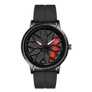 shocknshop revolvex rotating hollow wheel hub creative fashion analog silicone magnetic strap wrist watch for men boys wch368